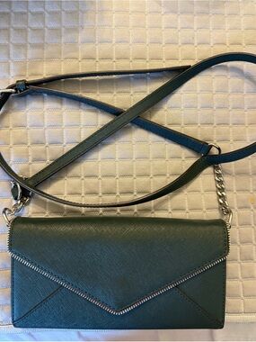 Rebecca Minkoff Dark Green Crossbody Wallet Purse with Chain Strap - Like new!